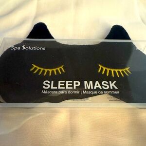 Spa Solutions Black Sleep Mask with kitty cat ears eyelashes - NWT